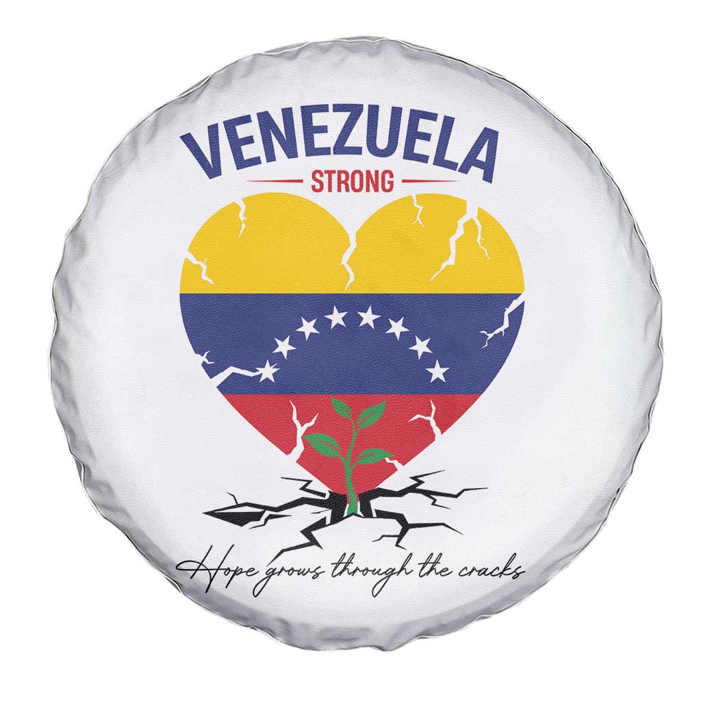 Venezuela Strong Healing Support Spare Tire Cover Hope Grows Through Cracks Venezuelan Flag Heart