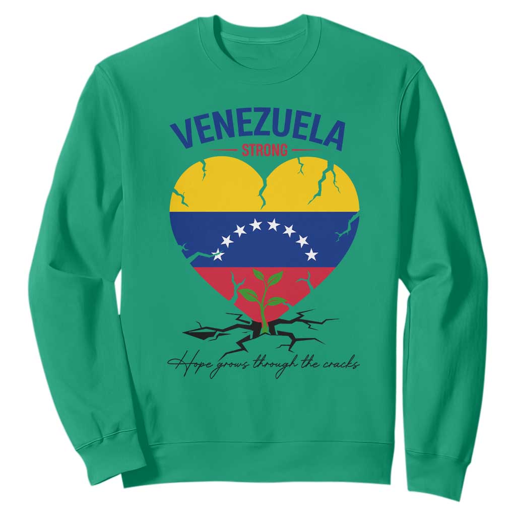 Venezuela Strong Healing Support Sweatshirt Hope Grows Through Cracks Venezuelan Flag Heart