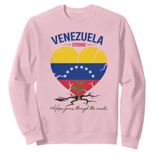 Venezuela Strong Healing Support Sweatshirt Hope Grows Through Cracks Venezuelan Flag Heart