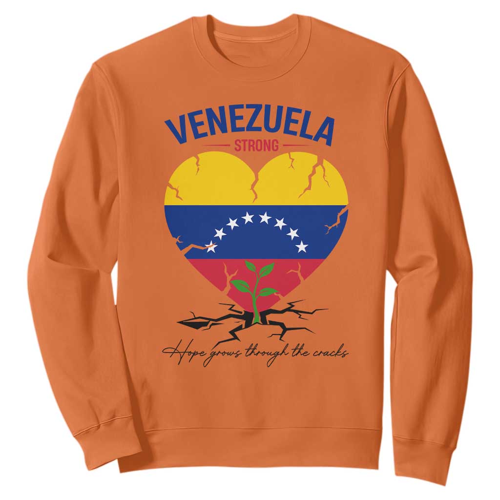 Venezuela Strong Healing Support Sweatshirt Hope Grows Through Cracks Venezuelan Flag Heart