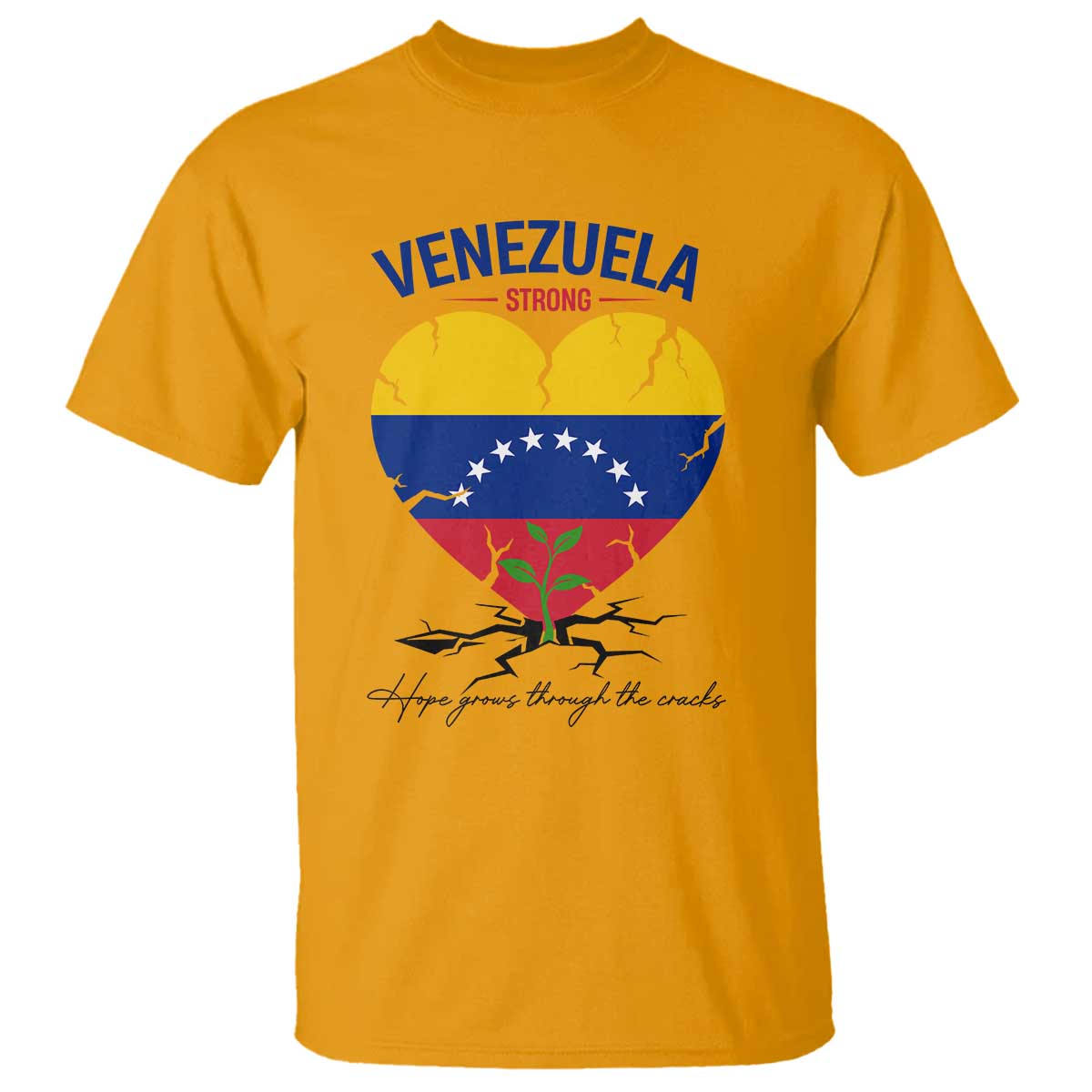 Venezuela Strong Healing Support T Shirt Hope Grows Through Cracks Venezuelan Flag Heart