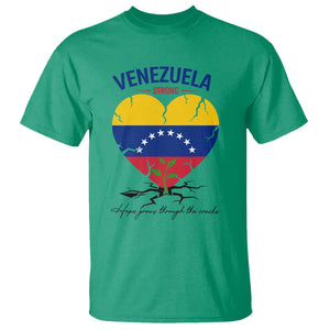 Venezuela Strong Healing Support T Shirt Hope Grows Through Cracks Venezuelan Flag Heart
