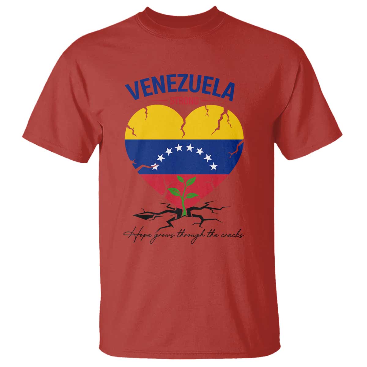 Venezuela Strong Healing Support T Shirt Hope Grows Through Cracks Venezuelan Flag Heart