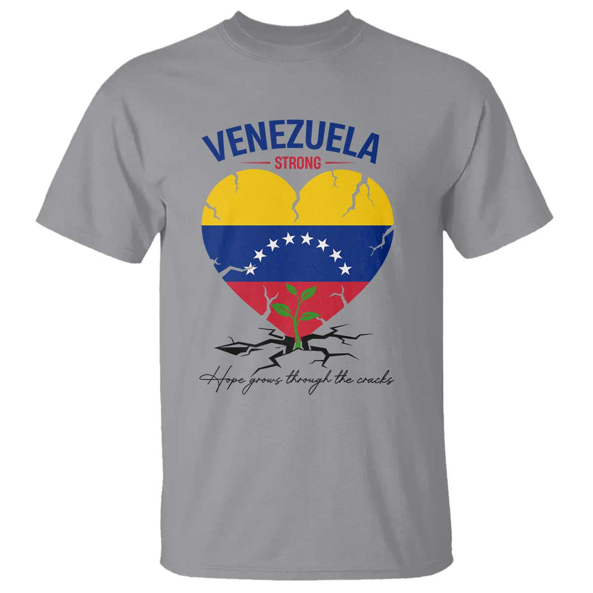 Venezuela Strong Healing Support T Shirt Hope Grows Through Cracks Venezuelan Flag Heart