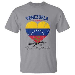 Venezuela Strong Healing Support T Shirt Hope Grows Through Cracks Venezuelan Flag Heart