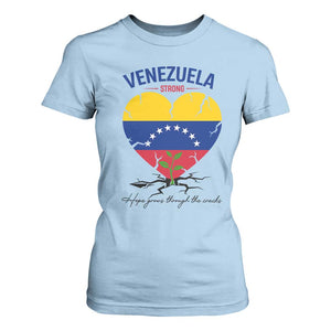 Venezuela Strong Healing Support T Shirt For Women Hope Grows Through Cracks Venezuelan Flag Heart