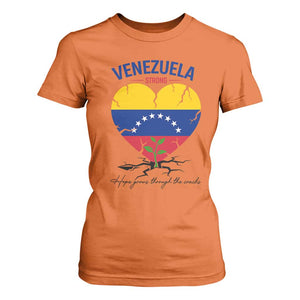 Venezuela Strong Healing Support T Shirt For Women Hope Grows Through Cracks Venezuelan Flag Heart