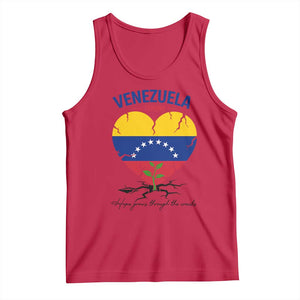 Venezuela Strong Healing Support Tank Top Hope Grows Through Cracks Venezuelan Flag Heart