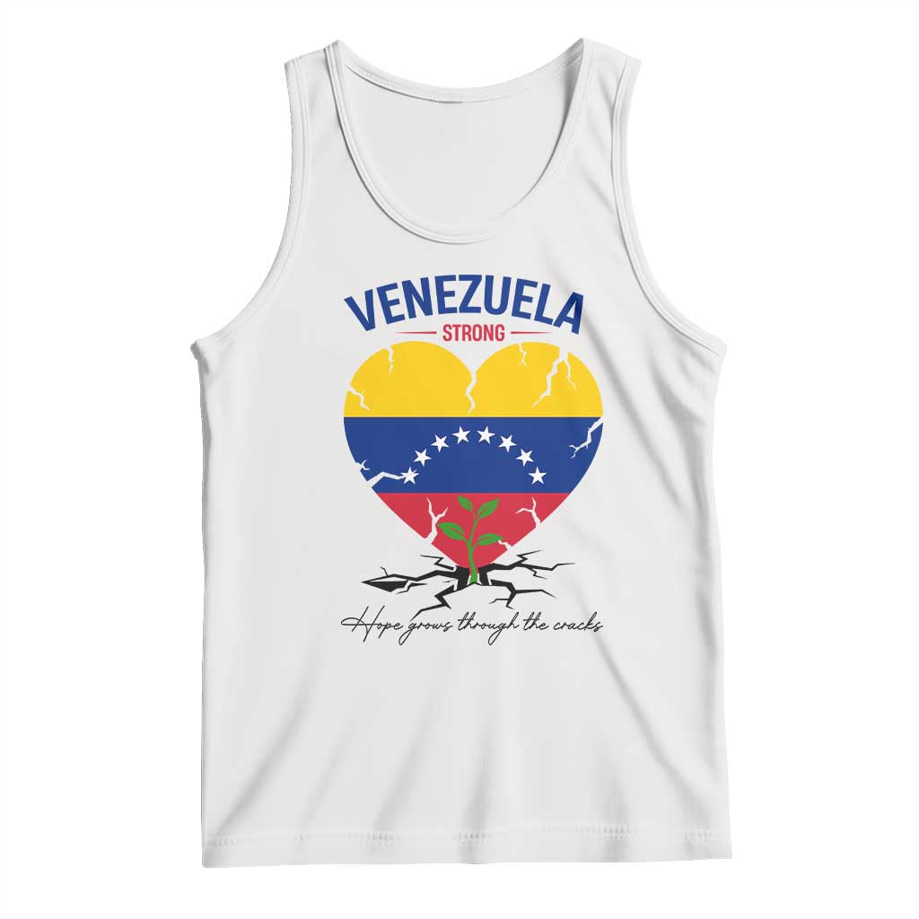 Venezuela Strong Healing Support Tank Top Hope Grows Through Cracks Venezuelan Flag Heart