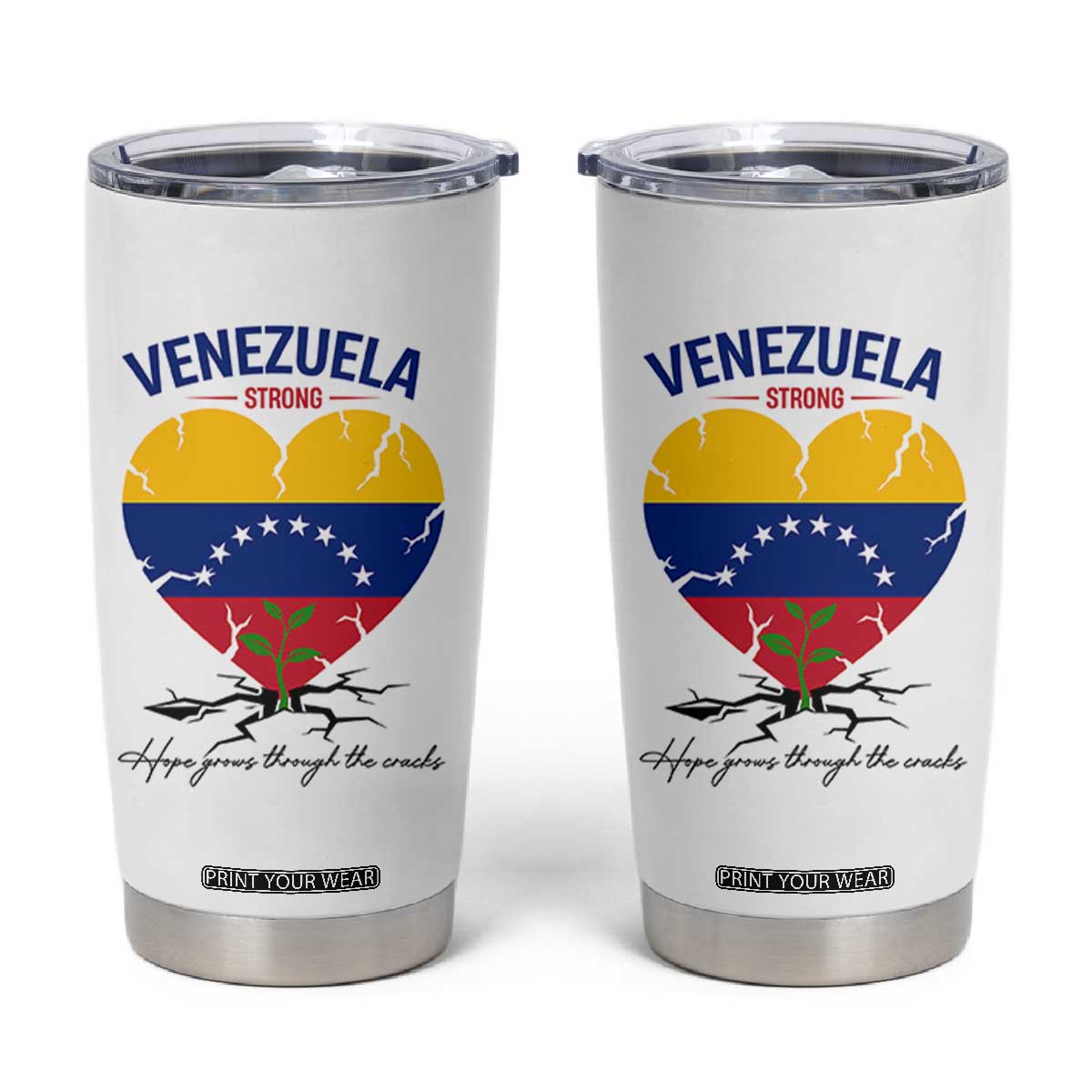 Venezuela Strong Healing Support Tumbler Cup Hope Grows Through Cracks Venezuelan Flag Heart
