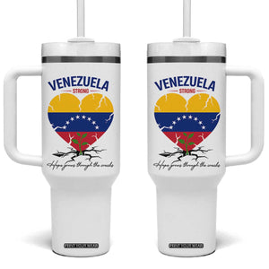 Venezuela Strong Healing Support Tumbler With Handle Hope Grows Through Cracks Venezuelan Flag Heart