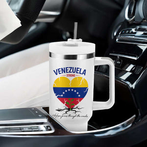 Venezuela Strong Healing Support Tumbler With Handle Hope Grows Through Cracks Venezuelan Flag Heart