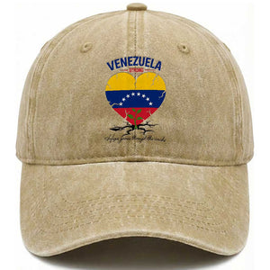 Venezuela Strong Healing Support Washed Cotton Baseball Cap Hope Grows Through Cracks Venezuelan Flag Heart
