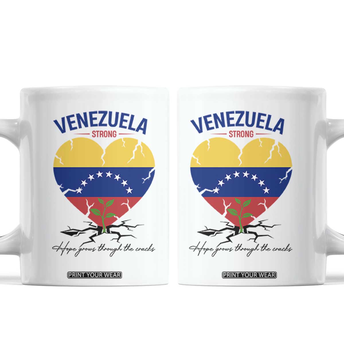 Venezuela Strong Healing Support Coffee Mug Hope Grows Through Cracks Venezuelan Flag Heart