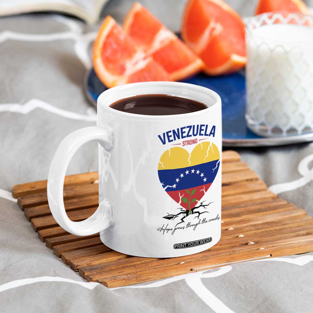 Venezuela Strong Healing Support Coffee Mug Hope Grows Through Cracks Venezuelan Flag Heart