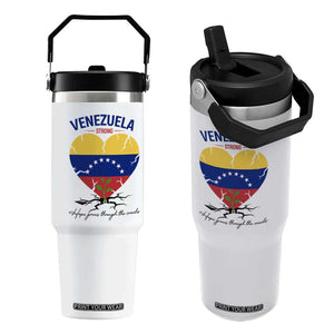 Venezuela Strong Healing Support Flip Straw Tumbler Hope Grows Through Cracks Venezuelan Flag Heart
