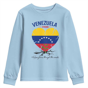 Venezuela Strong Healing Support Youth Sweatshirt Hope Grows Through Cracks Venezuelan Flag Heart