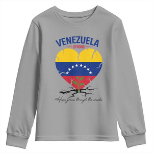 Venezuela Strong Healing Support Youth Sweatshirt Hope Grows Through Cracks Venezuelan Flag Heart