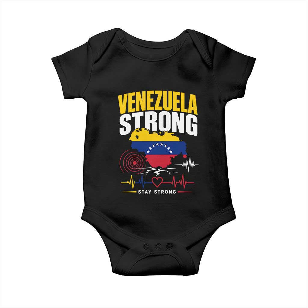 Venezuela Strong Support and Solidarity Baby Onesie Patriotic Venezuelan Flag Country Map TS02 Black Print Your Wear