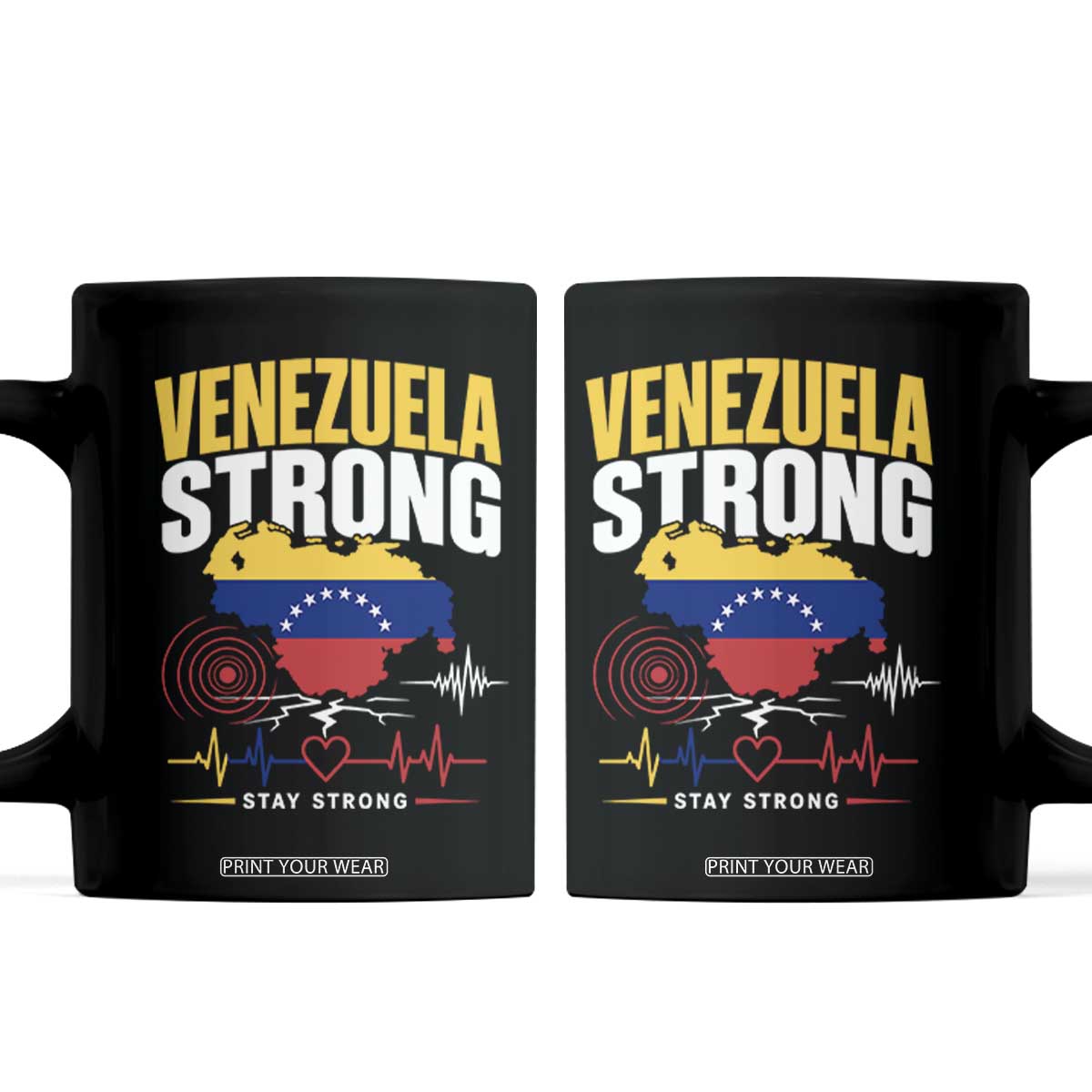 Venezuela Strong Support and Solidarity Coffee Mug Patriotic Venezuelan Flag Country Map