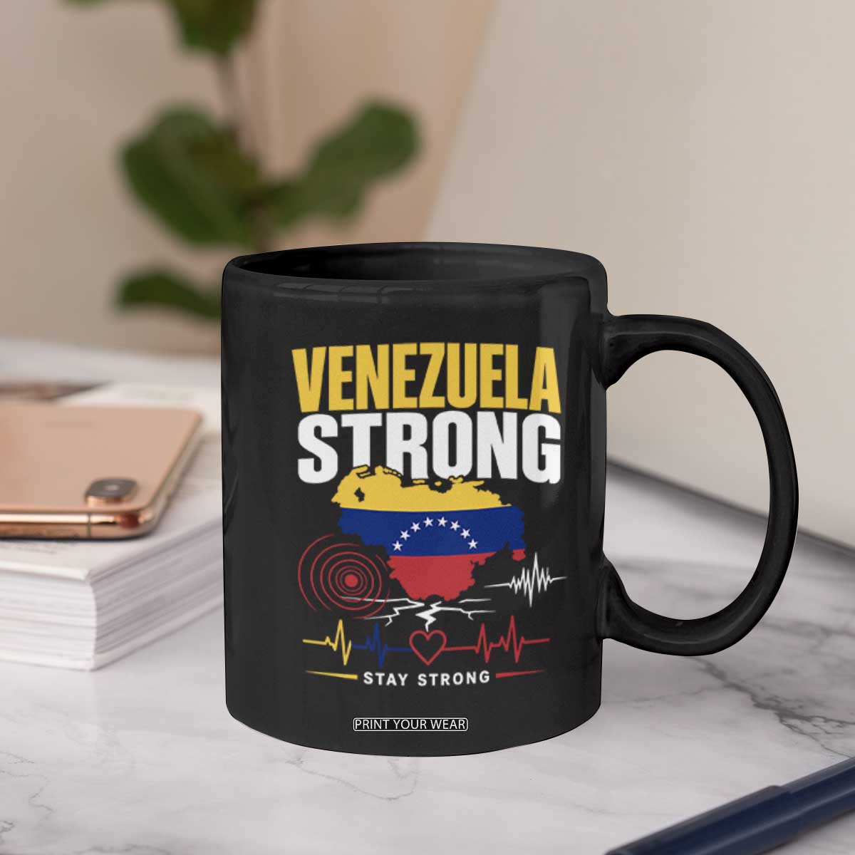 Venezuela Strong Support and Solidarity Coffee Mug Patriotic Venezuelan Flag Country Map
