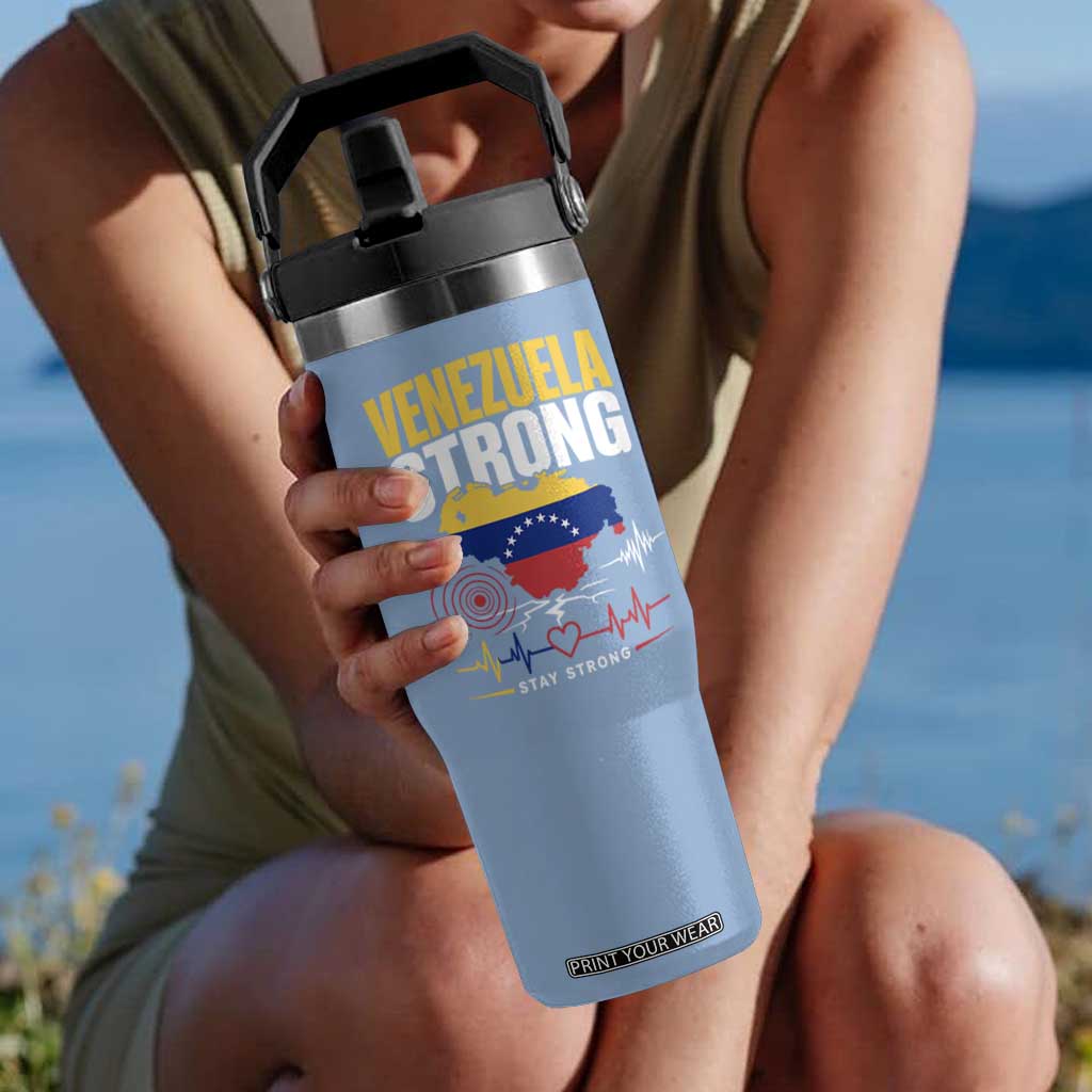 Venezuela Strong Support and Solidarity Flip Straw Tumbler Patriotic Venezuelan Flag Country Map