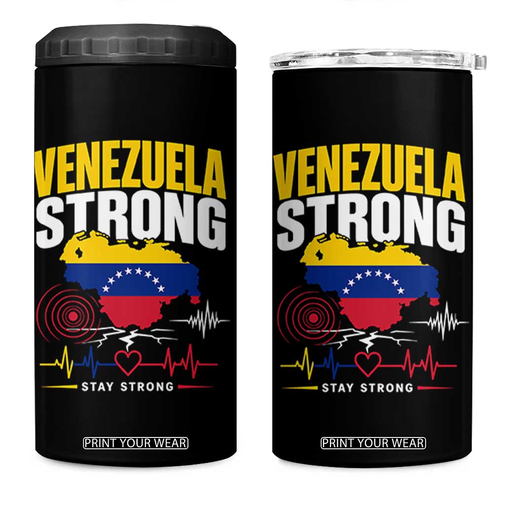 Venezuela Strong Support and Solidarity 4 in 1 Can Cooler Tumbler Patriotic Venezuelan Flag Country Map