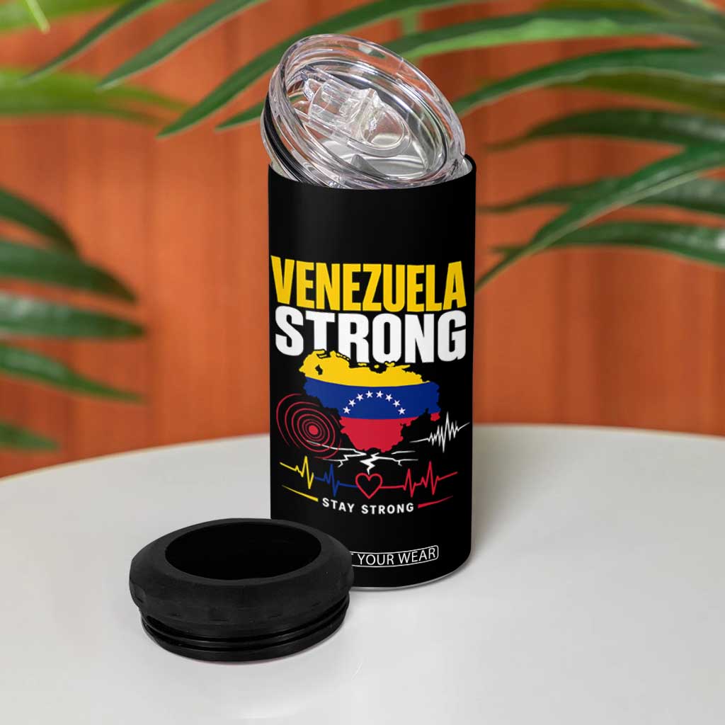 Venezuela Strong Support and Solidarity 4 in 1 Can Cooler Tumbler Patriotic Venezuelan Flag Country Map