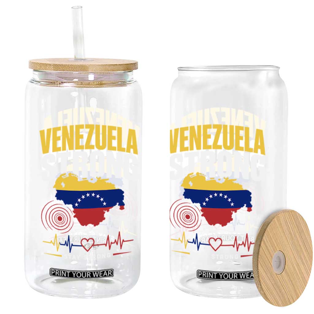 Venezuela Strong Support and Solidarity Glass Can Patriotic Venezuelan Flag Country Map