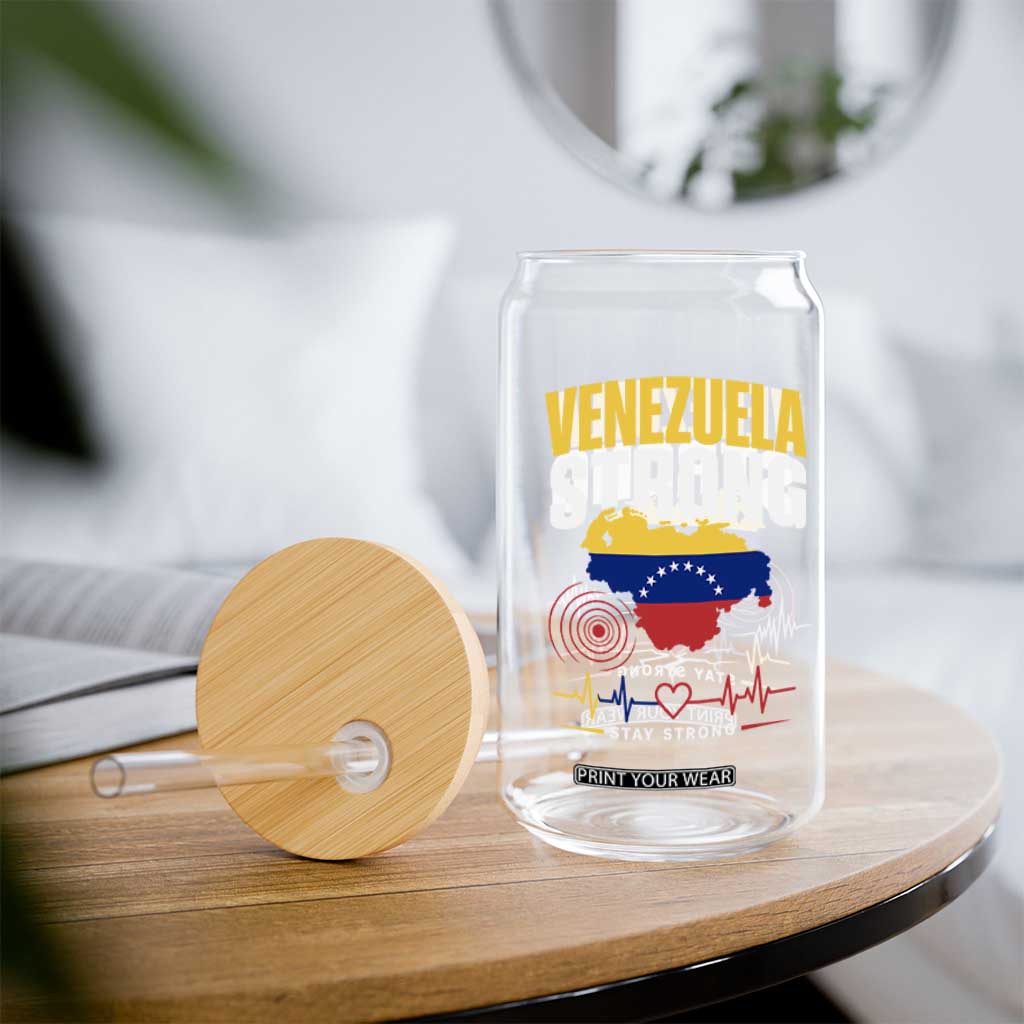 Venezuela Strong Support and Solidarity Glass Can Patriotic Venezuelan Flag Country Map