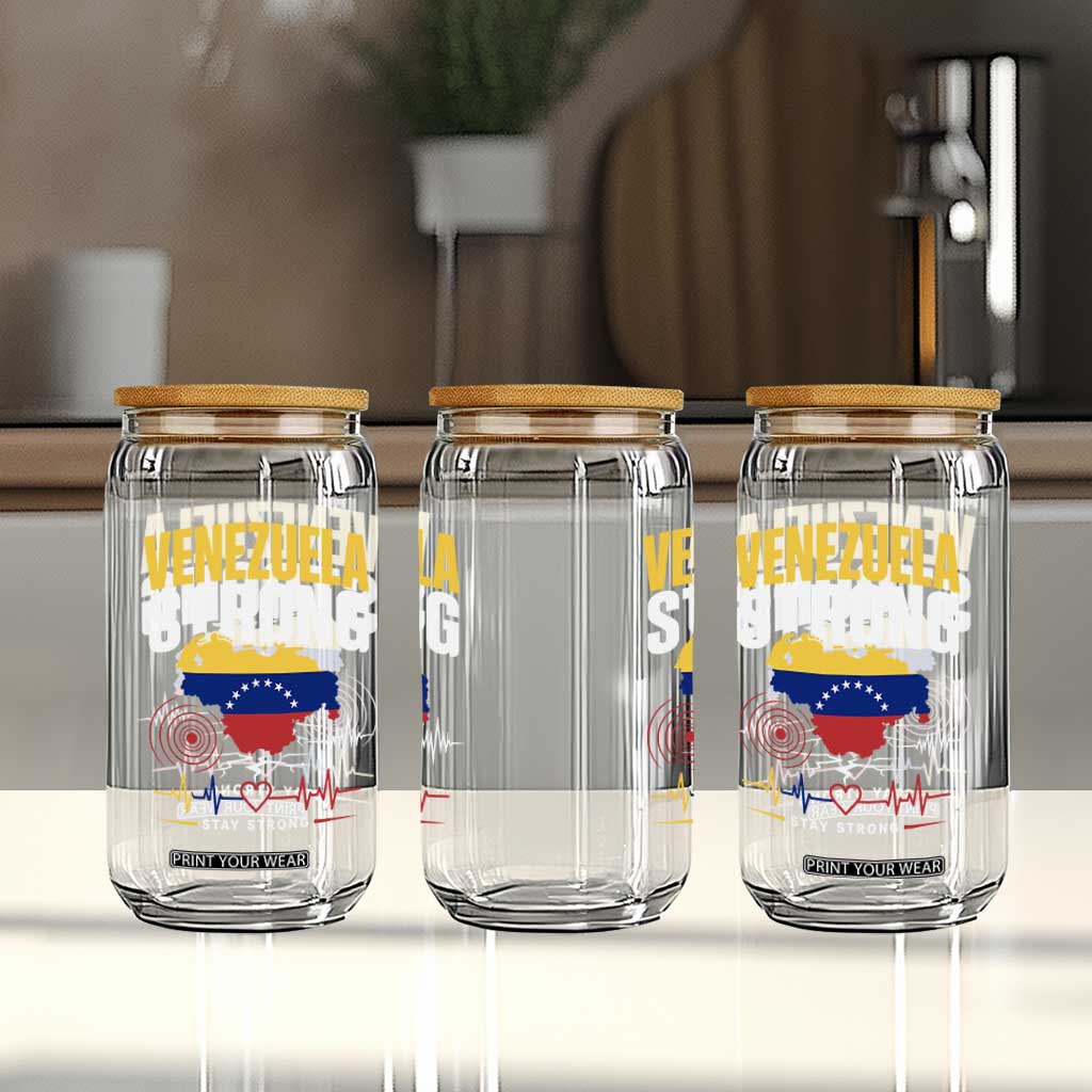 Venezuela Strong Support and Solidarity Glass Can Patriotic Venezuelan Flag Country Map