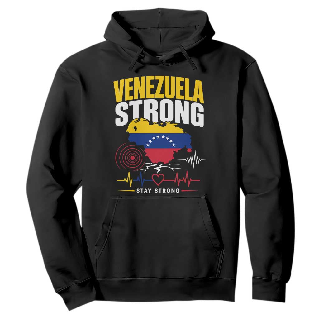 Venezuela Strong Support and Solidarity Hoodie Patriotic Venezuelan Flag Country Map TS02 Black Print Your Wear