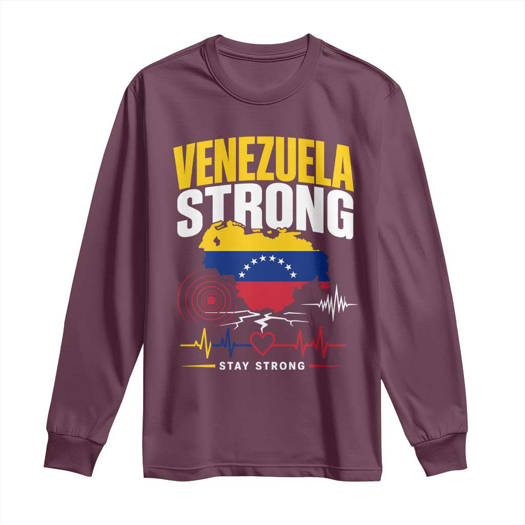 Venezuela Strong Support and Solidarity Long Sleeve Shirt Patriotic Venezuelan Flag Country Map