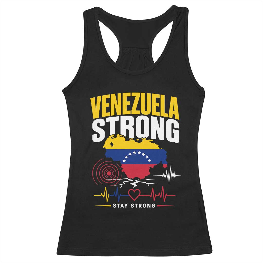 Venezuela Strong Support and Solidarity Racerback Tank Top Patriotic Venezuelan Flag Country Map TS02 Black Print Your Wear