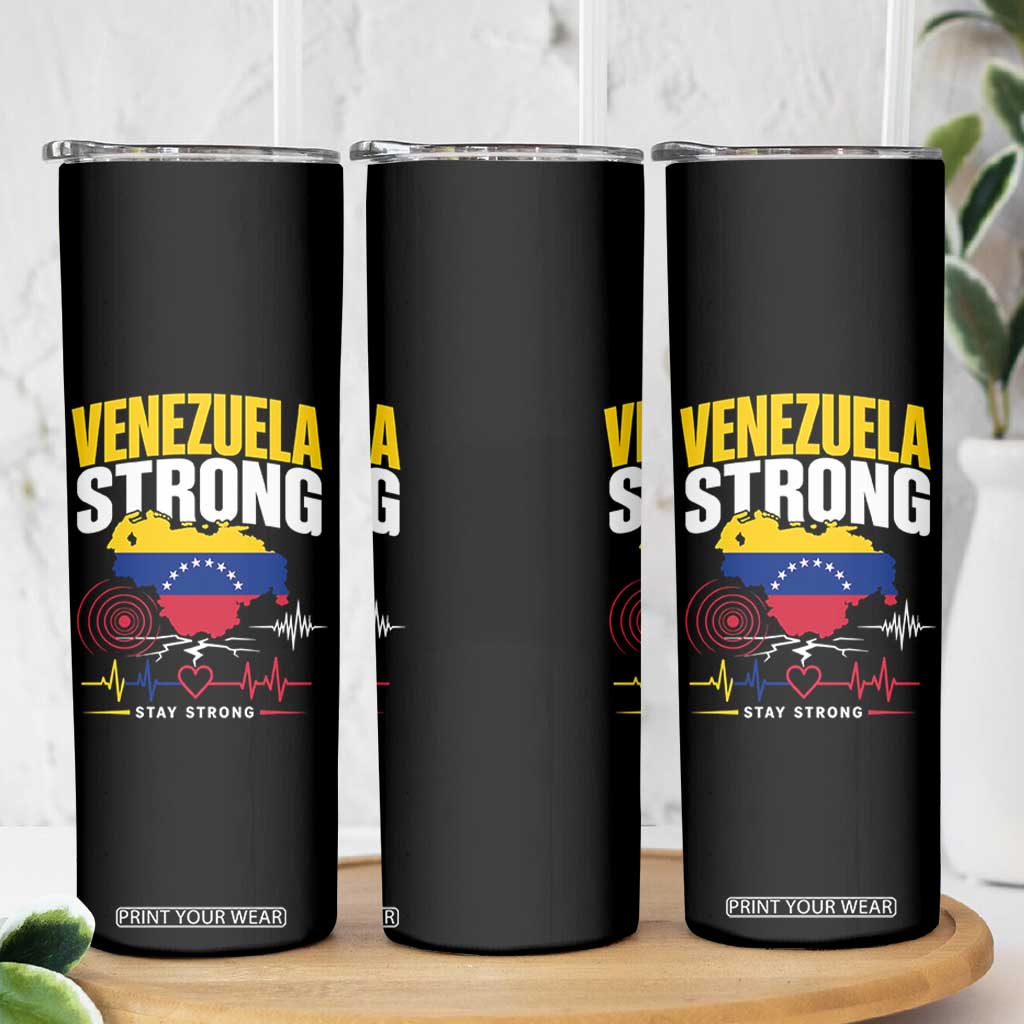 Venezuela Strong Support and Solidarity Skinny Tumbler Patriotic Venezuelan Flag Country Map