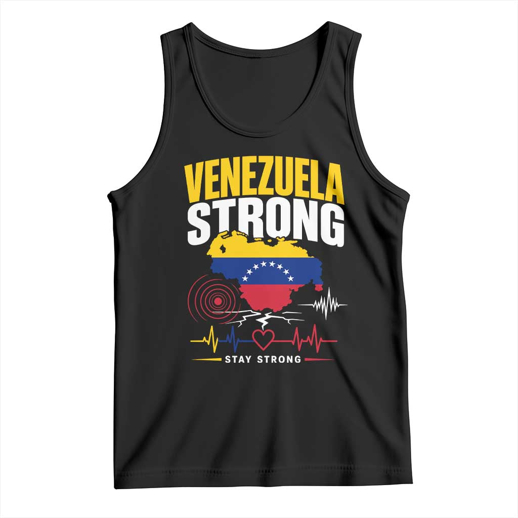 Venezuela Strong Support and Solidarity Tank Top Patriotic Venezuelan Flag Country Map TS02 Black Print Your Wear