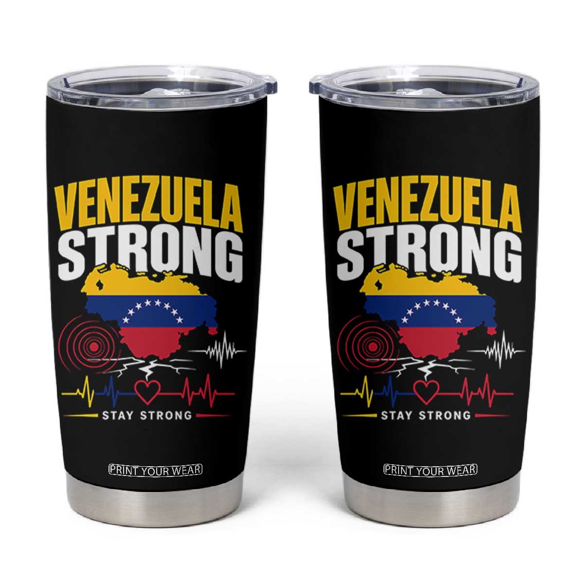 Venezuela Strong Support and Solidarity Tumbler Cup Patriotic Venezuelan Flag Country Map