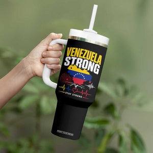 Venezuela Strong Support and Solidarity Tumbler With Handle Patriotic Venezuelan Flag Country Map