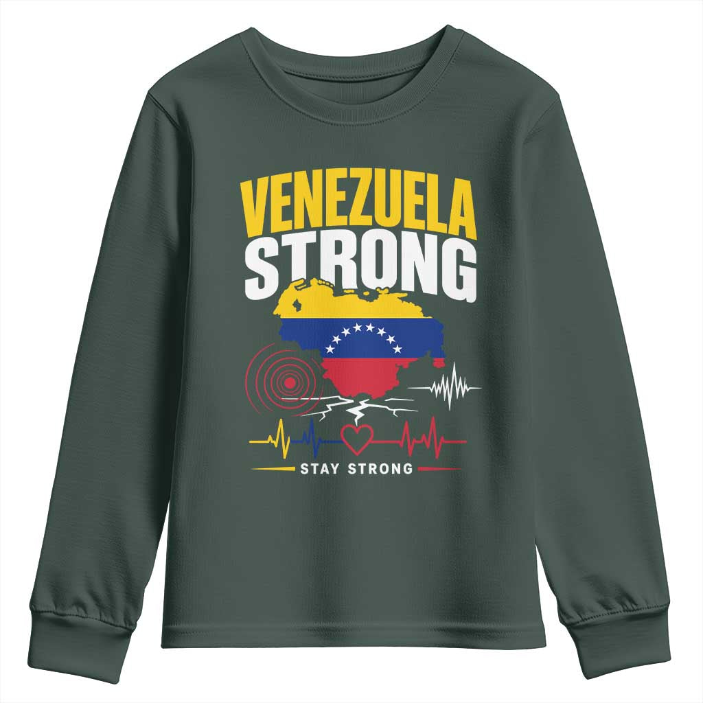 Venezuela Strong Support and Solidarity Youth Sweatshirt Patriotic Venezuelan Flag Country Map