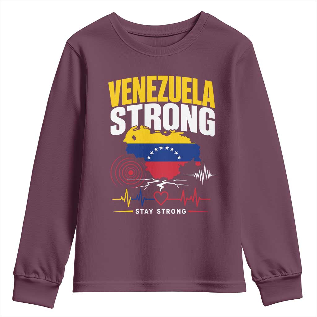 Venezuela Strong Support and Solidarity Youth Sweatshirt Patriotic Venezuelan Flag Country Map