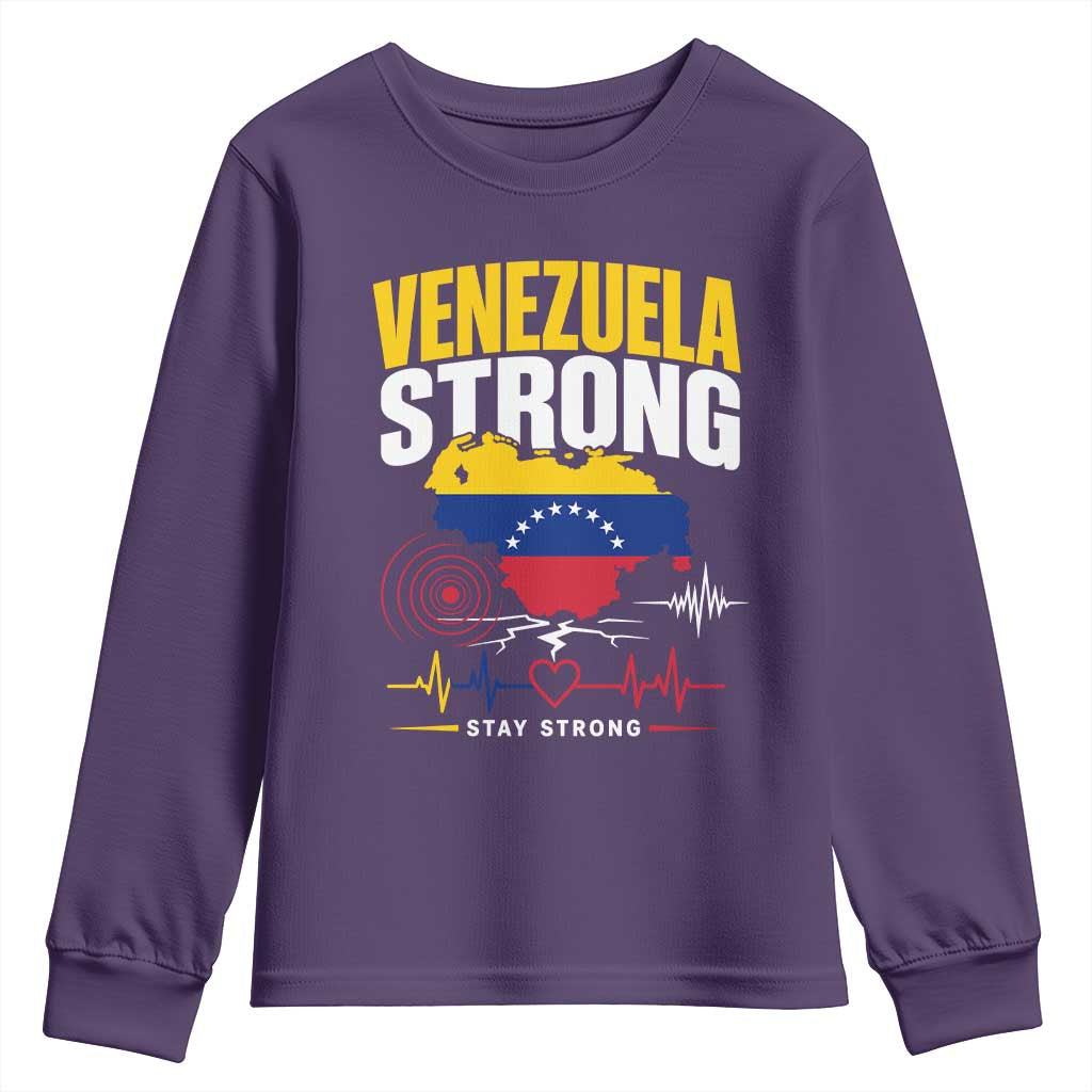 Venezuela Strong Support and Solidarity Youth Sweatshirt Patriotic Venezuelan Flag Country Map