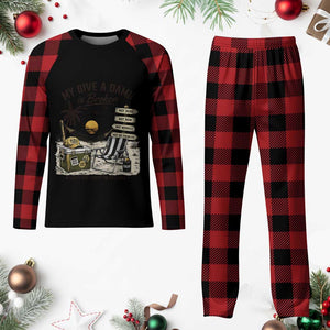 My Give A Damn Is Broken Funny Retirement Graphic Plaid Pajama Set Beach Vacation IDGAF Chill Mode No Problem TS02 Buffalo Plaid Print Your Wear