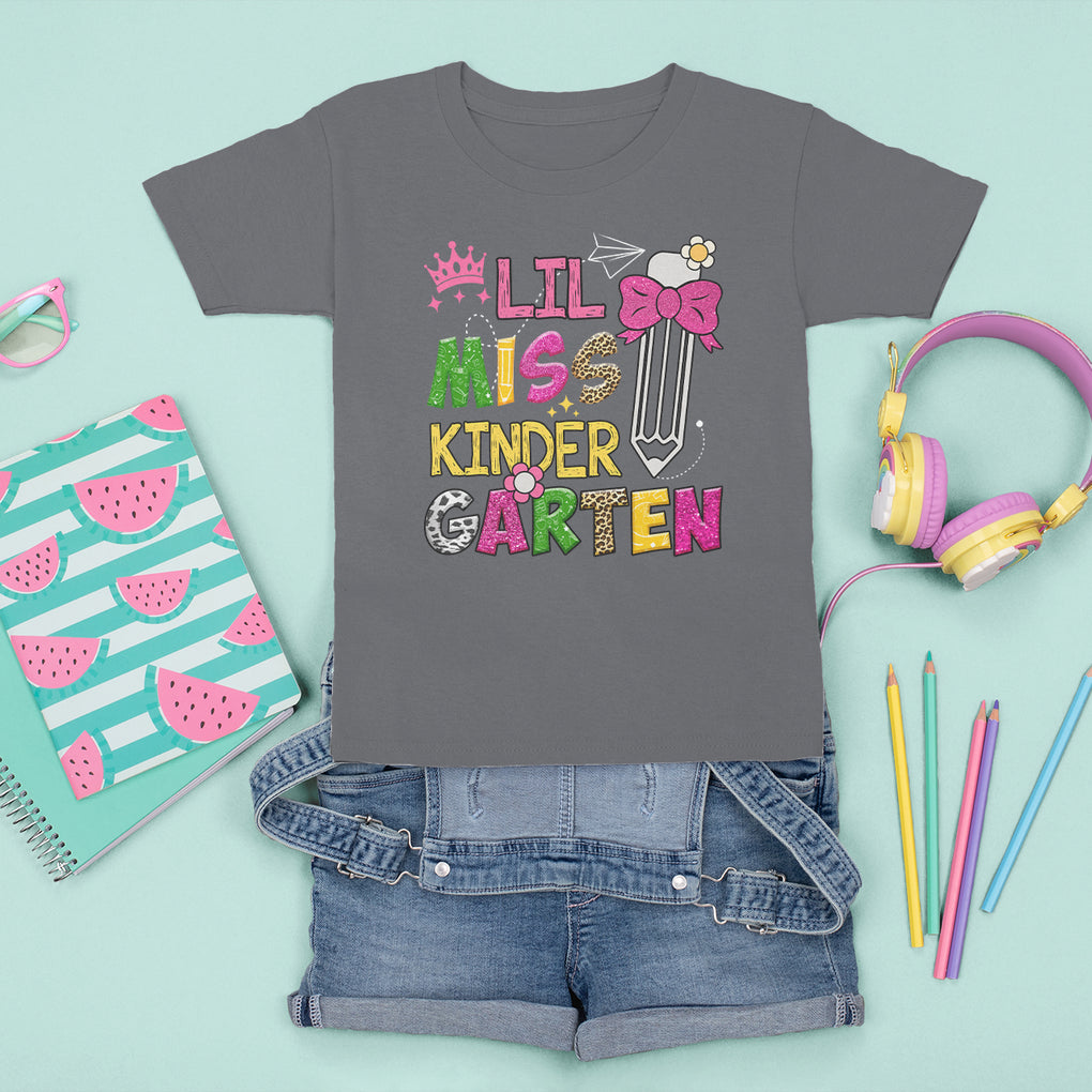 Lil Miss Kindergarten T Shirt For Kid Cute Kinder Girl Era TS02 Charcoal Printyourwear