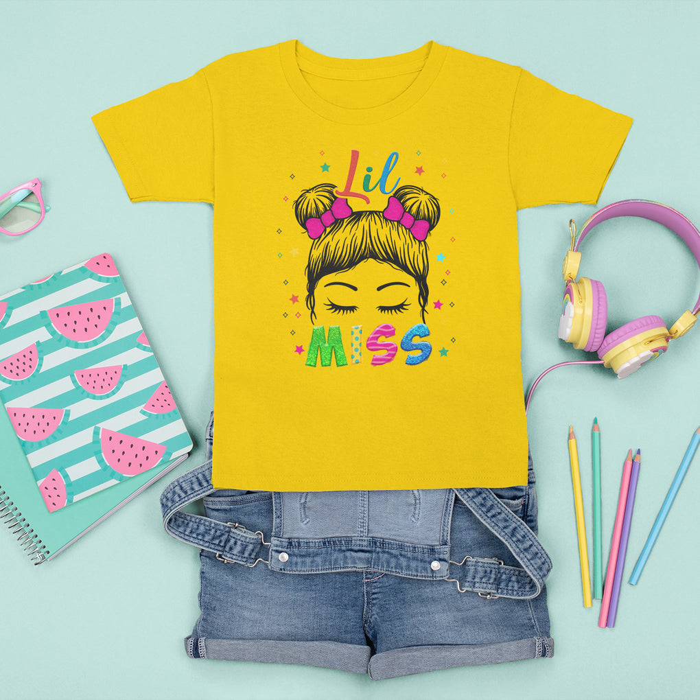 Lil Miss Kindergarten T Shirt For Kid Cute Kinder Girl Era Hair Bun TS02 Daisy Printyourwear