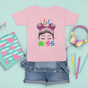 Lil Miss Kindergarten T Shirt For Kid Cute Kinder Girl Era Hair Bun TS02 Light Pink Printyourwear