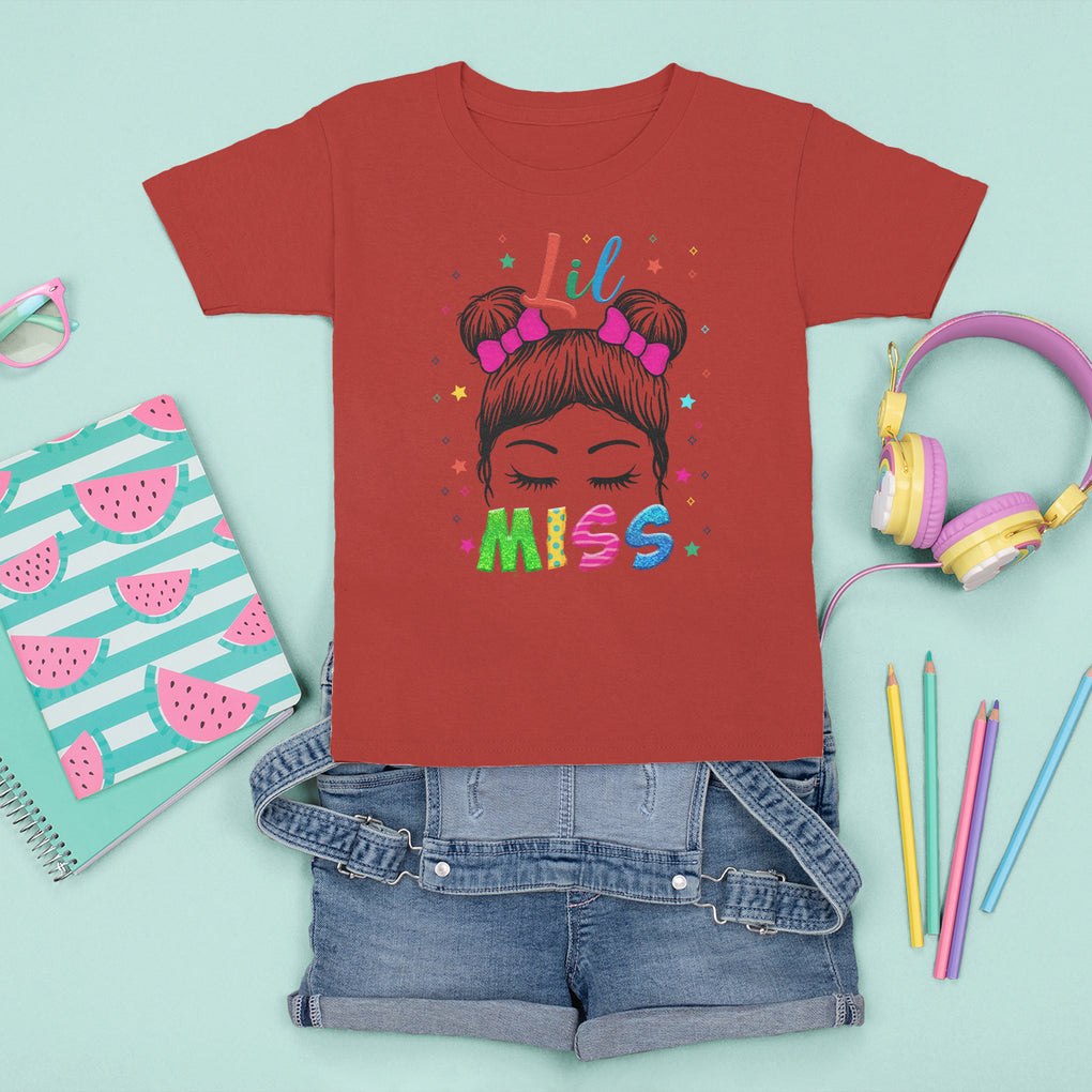 Lil Miss Kindergarten T Shirt For Kid Cute Kinder Girl Era Hair Bun TS02 Red Printyourwear