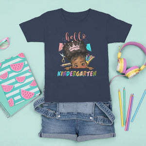 Hello Kindergarten T Shirt For Kid Cute Melanin Little Girl Kinder Era TS02 Navy Printyourwear