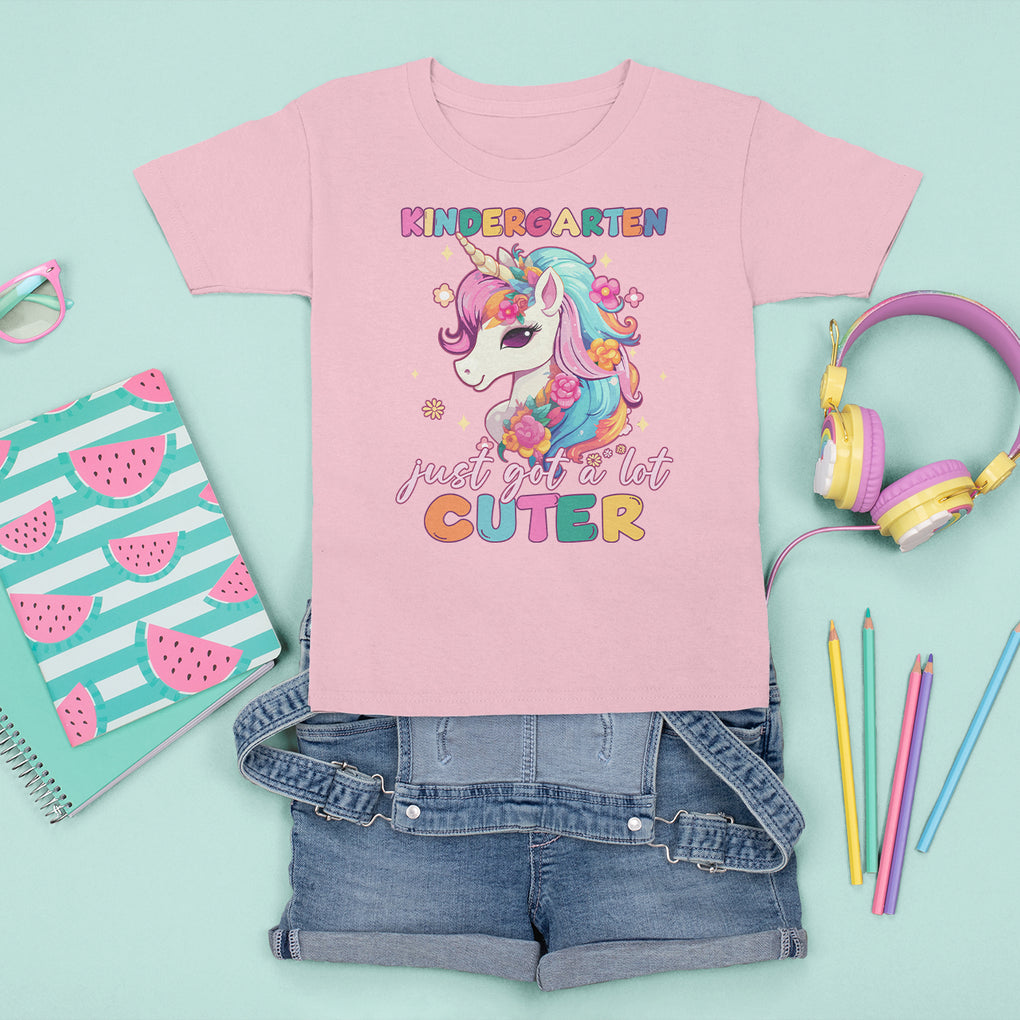 Cute Kindergarten Unicorn T Shirt For Kid Just Got A Lot Cuter Kinder Girl TS02 Light Pink Printyourwear