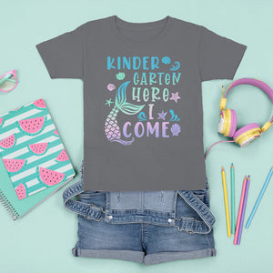 Cute Kindergarten Mermaid T Shirt For Kid Here I Come Kinder Girl TS02 Charcoal Printyourwear