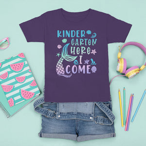 Cute Kindergarten Mermaid T Shirt For Kid Here I Come Kinder Girl TS02 Purple Printyourwear
